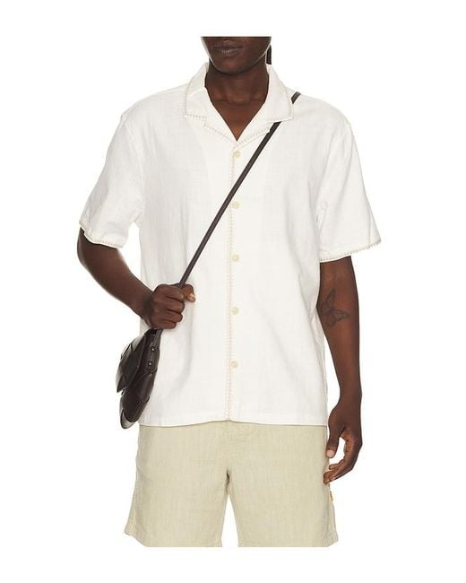 Marine Layer Natural Embroidered Resort Shirt for men