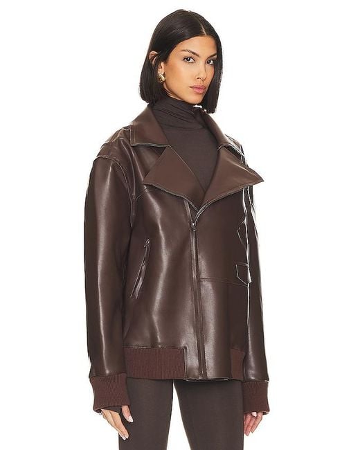 Norma Kamali Brown Oversized Moto Jacket