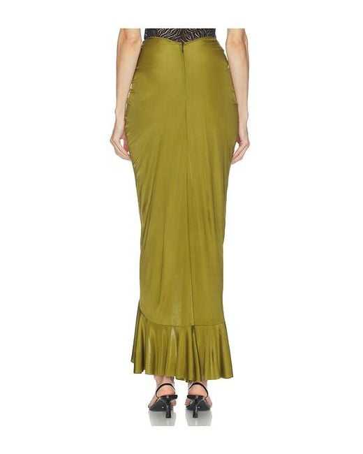 Atlein Green Ruffle Long Skirt