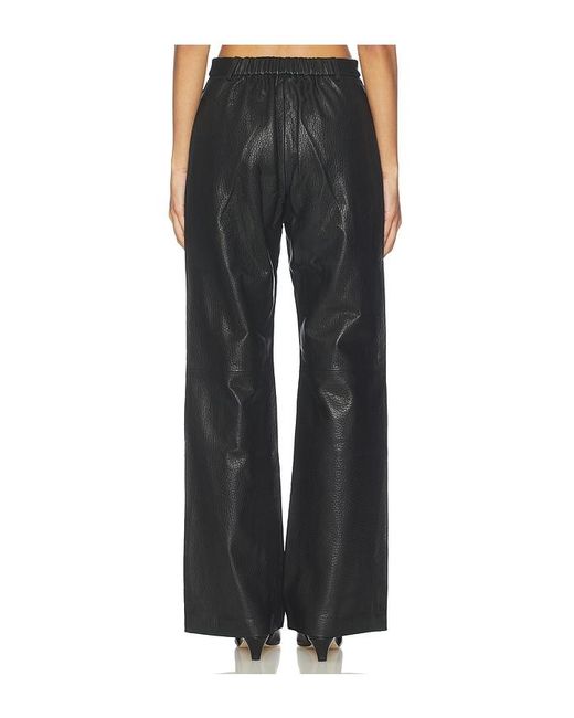 AEXAE Black Leather Pebble Straight Leg Pant