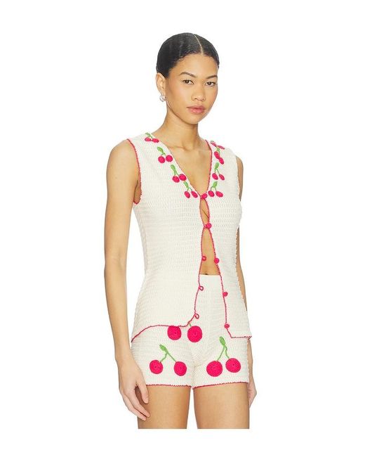 CAPITTANA White Sasha Cherry Top