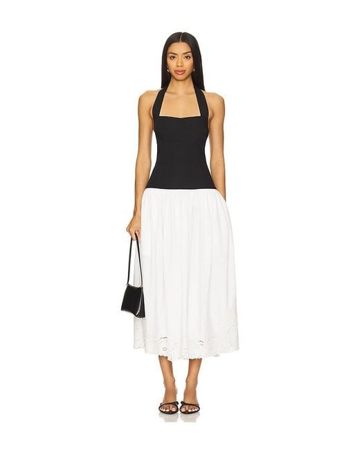 LPA White Clara Midi Dress