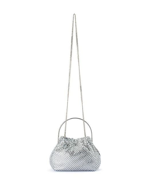 Olga Berg White Whitney Crystal Top Handle Bag