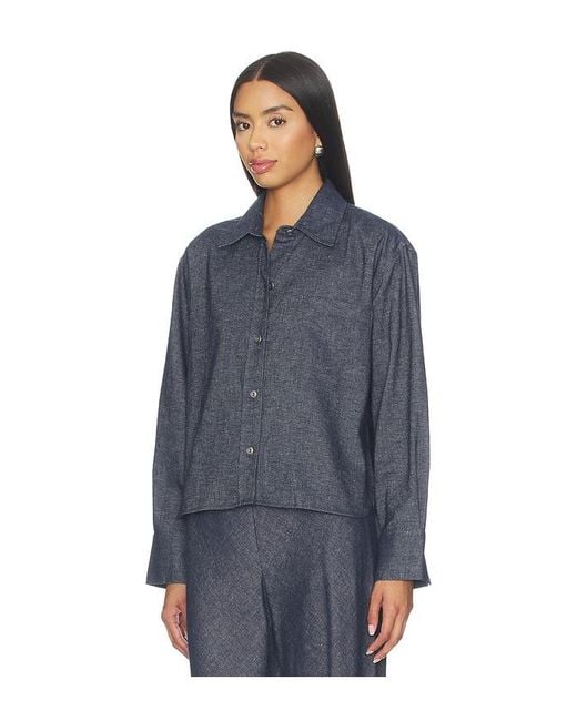 Vince Blue Cropped Long Sleeve Shirt