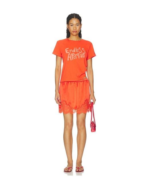 Re/done Orange Alexia Slip Skirt
