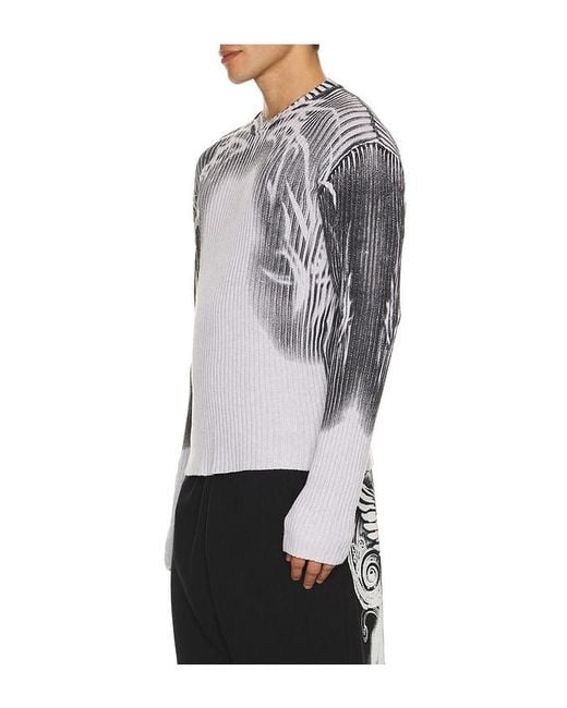 Jaded London White Tattoo Spray Knit Sweater for men