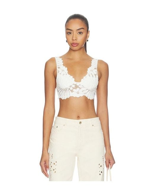 Free People White X Intimately Fp Petal Party Plunge Bralette