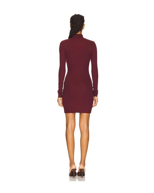 ÉTERNE Red Long Sleeve Turtleneck Butter Rib Mini Dress