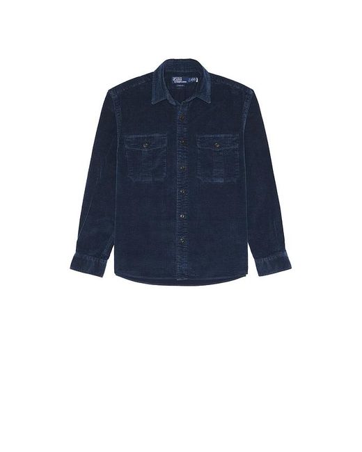 Polo Ralph Lauren Blue Long Sleeve 8 Wale Cord Ranger Sport Shirt for men