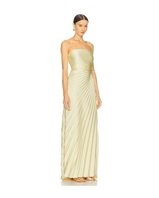 alc metallic dress A.l.c Renzo Pleated Metallic Halter Dress In Antique Gold