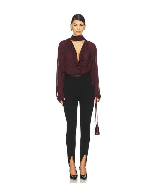 Atlein Purple Draped Collar Blouse