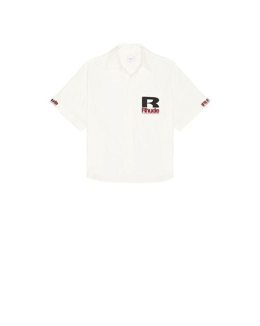 Rhude White Petrol Oversized Mechanic Shirt for men