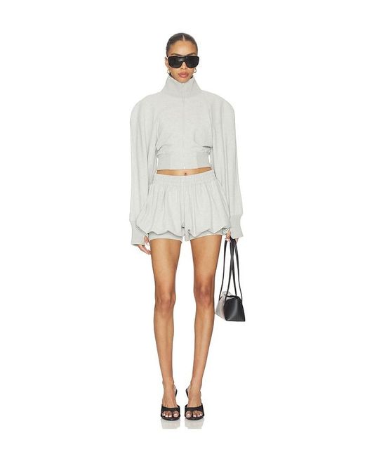 Norma Kamali White Oversized Turtle Bomber Jacket