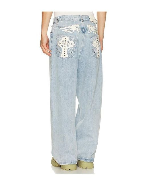 Jaded London Applique Cross Xl Colossus Jeans in Blue for Men | Lyst