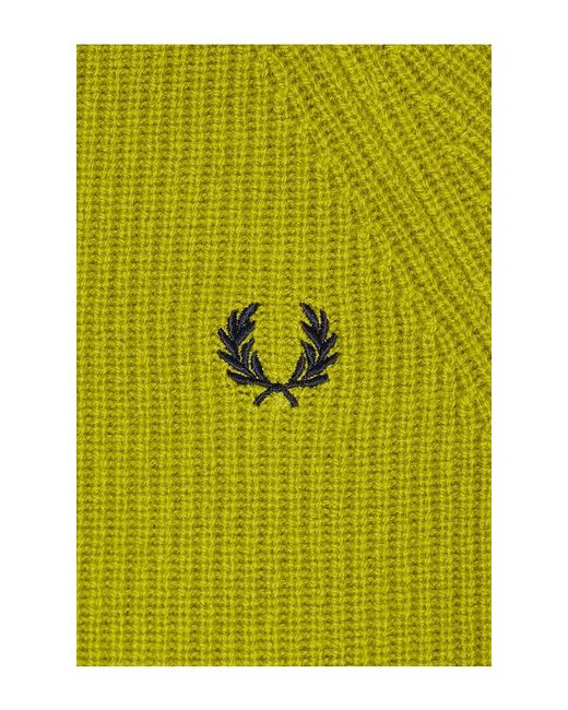 Fred Perry Yellow Lambswool Raglan Jumper for men
