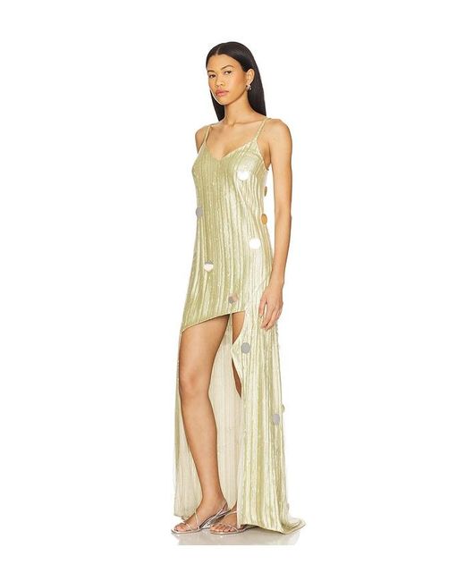 Prabal Gurung Metallic Hi Low Slip Dress