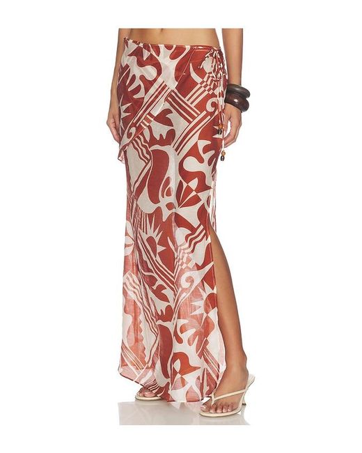L'academie Red Caila Maxi Skirt