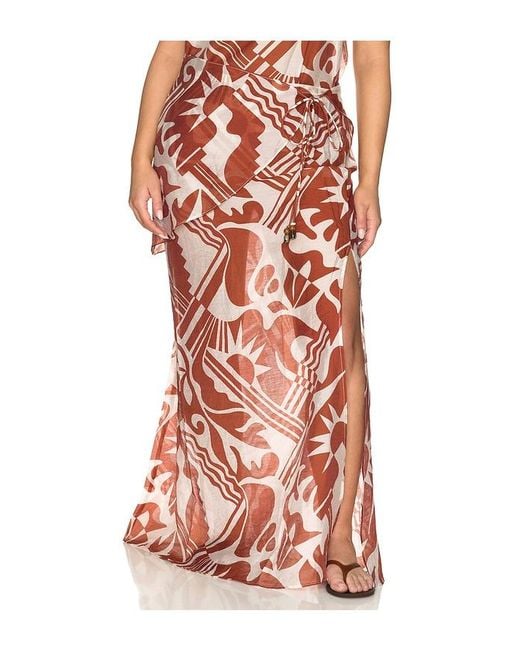 L'academie Red Caila Maxi Skirt
