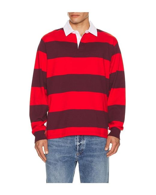 Brixton Red Union Heavy Weight Rugby Polo for men