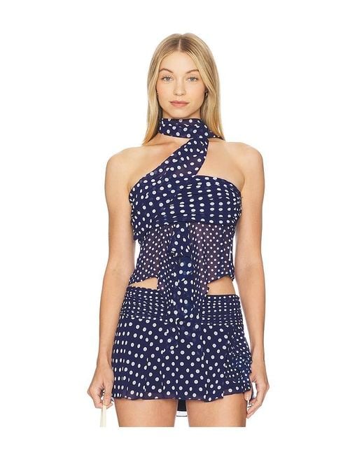 GUIZIO Blue Chiffon Wrap Around Top