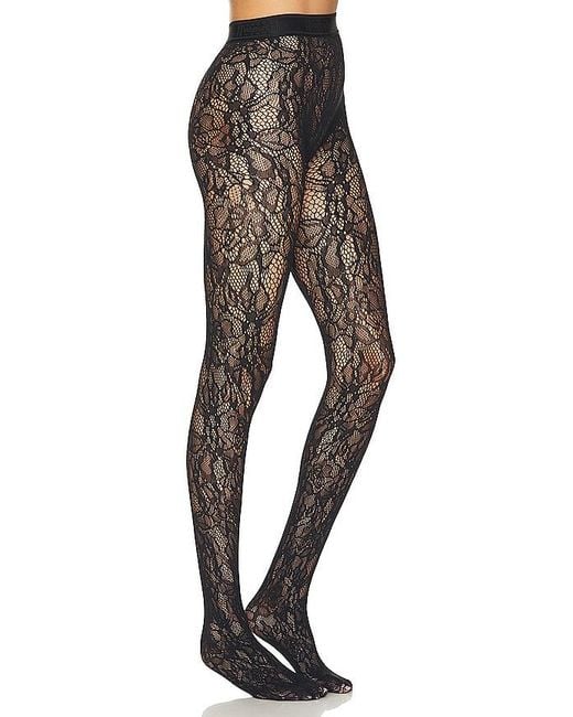 Wolford Black Floral Net Tights
