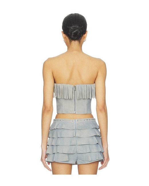 Lamarque White X Revolve Gianni Fringed Suede Bustier Top