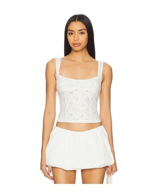 Free People White Full Bloom Eyelet Cami