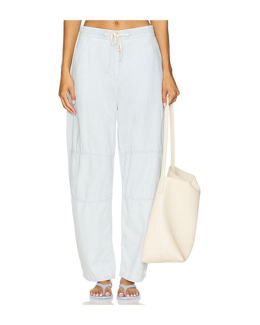 La Ligne White Chambray Barrel Pant