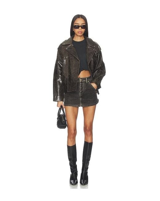 Alexander Wang Black Flocked Carpenter Skort