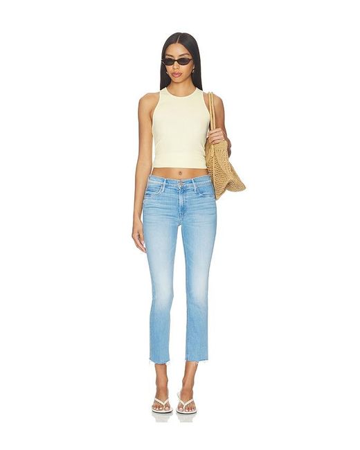 Mother Blue The Mid Rise Dazzler Crop Fray Jeans