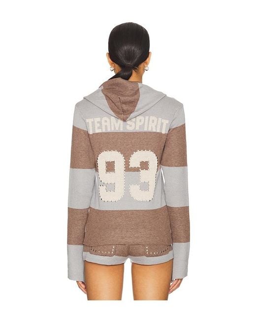 Jaded London Gray Stripe Knitted Rugby Top With Hood