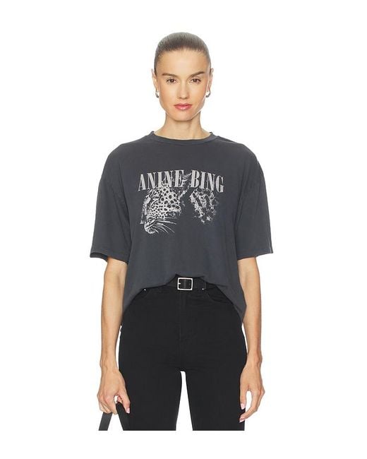 Anine Bing Black Cohen Leopard Tee
