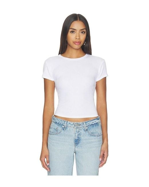PERFECTWHITETEE White Maci Recycled Cotton Rib Crew Neck Tee