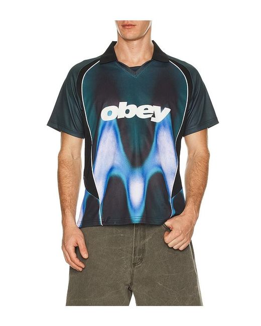 Obey Blue Blurred Soccer Jersey for men