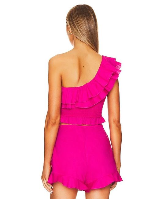 Show Me Your Mumu Pink X Revolve Leni Ruffle Top