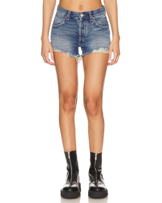 Free People X We The Free Now Or Never Denim Short Blue