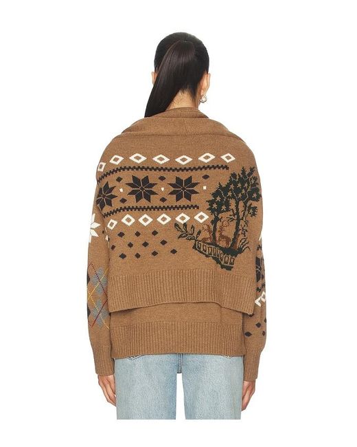 Monse Brown Fair Isle Crewneck Sweater With Scarf