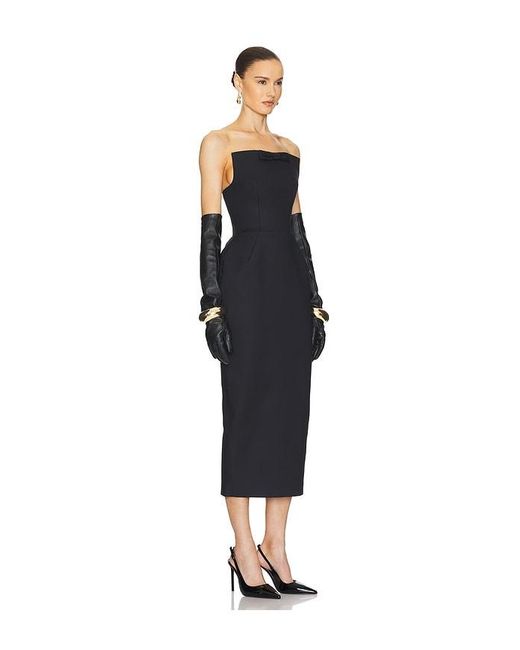 Helsa Black Bow-Accented S-Curve Dress