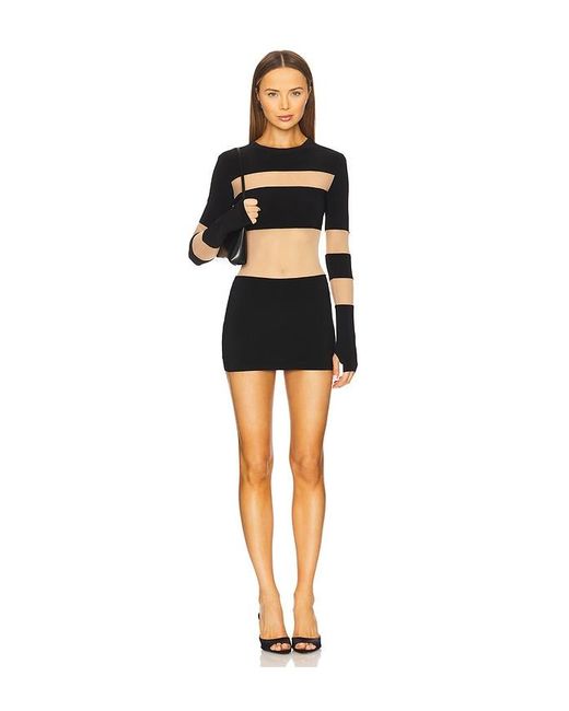 Norma Kamali Black Spliced Insert Pickleball Dress