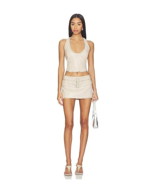 Lamarque White X Revolve Harlen Faux Leather Studded Skirt