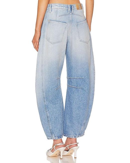 Free People Blue X We The Free Good Luck Mid Rise Barrel Jeans
