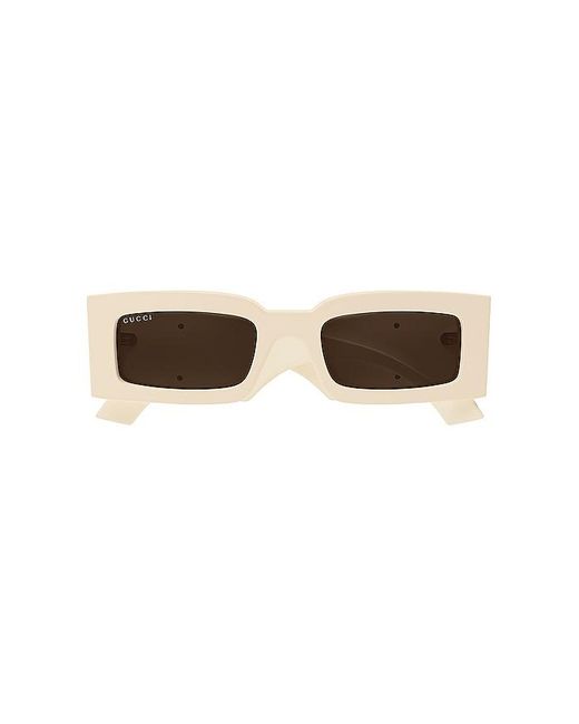 Gucci White Generation Rectangular Sunglasses