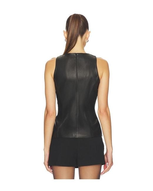 AEXAE Black Leather Peplum Top