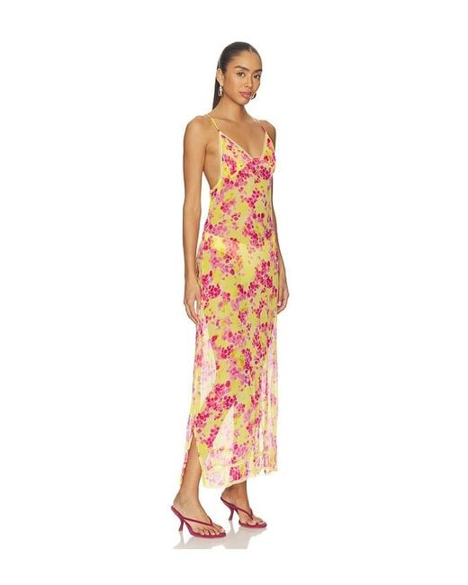 Indah White Priscilla Printed Lace Trim Triangle Bust Slip Dress