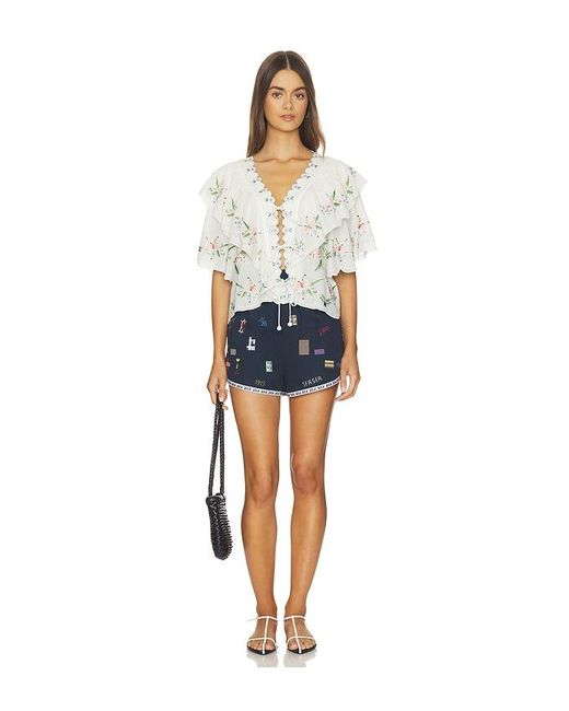 Sea Blue Claira Embroidered Shorts