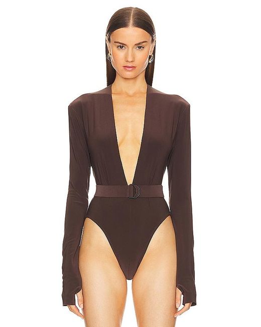 VIP【送料関税込】NORMA KAMALI V-NECKED BODYSUIT Norma Kamali X Revolve Deep V Neck Bodysuit in Black | Lyst
