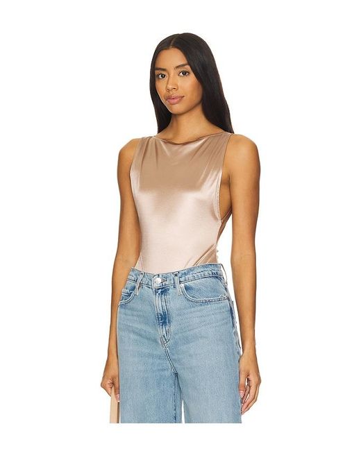 Free People Blue Satin Thong Bodysuit