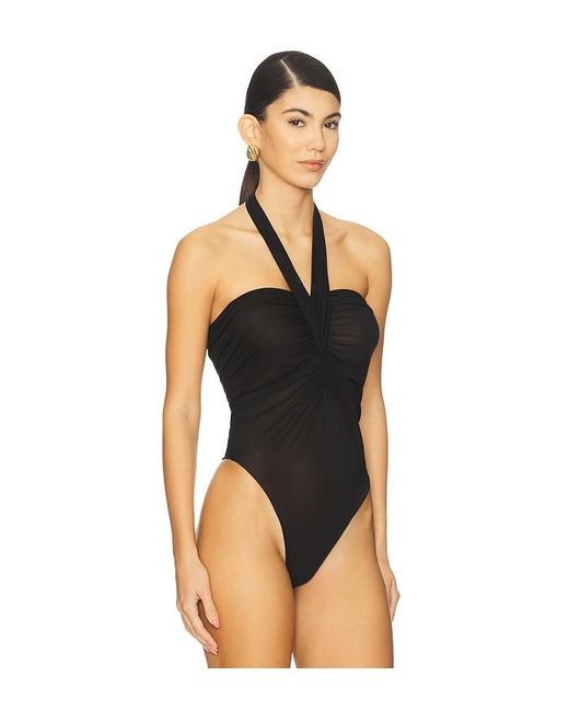 Atlein Black Strap Halter Neck Bodysuit