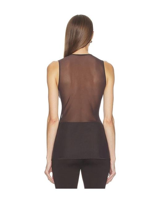 Jade Cropper Brown Sheer Sleeveless Top