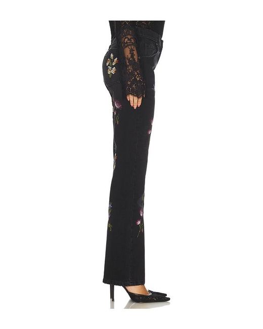 Blumarine Black Embroidered Denim Straight Leg